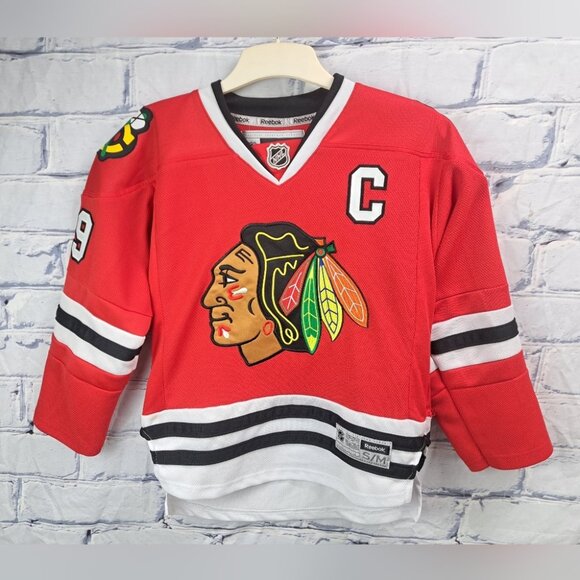 Reebok Chicago Blackhawks NHL Hockey Sweater Stitched Patch Boys Small/Medium